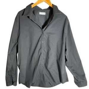 TOLOVIC Womens Black Long Sleeve Button Down Shirt Size XXL Professional Blouse